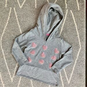 Pinc Gray Hoodie Sweatshirt with Pink Mesh & Sequin Hearts Size 4